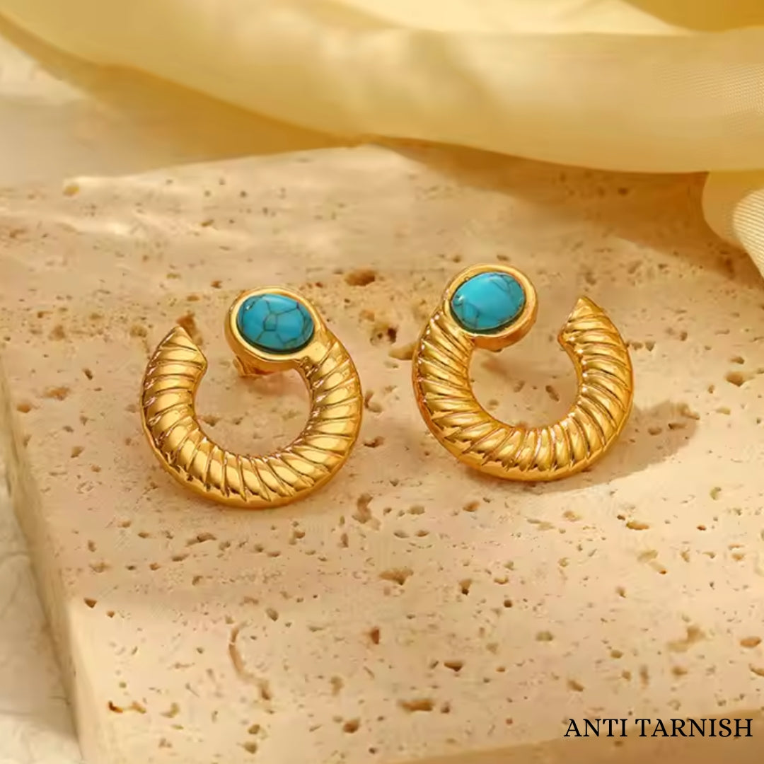 Blue Gold Classy Earrings