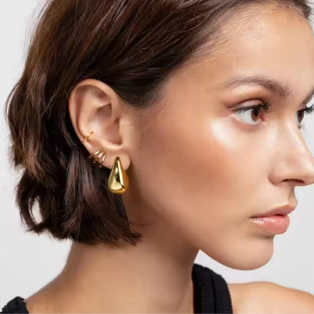 Golden small drop earrings