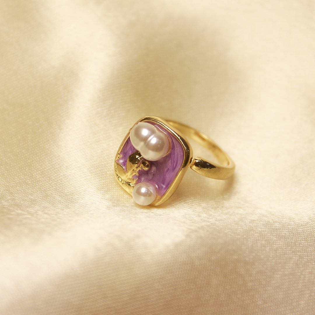 Square Lavender Adjustable Ring