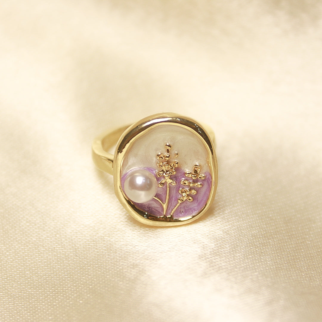 White with Lavender Pearl Ring