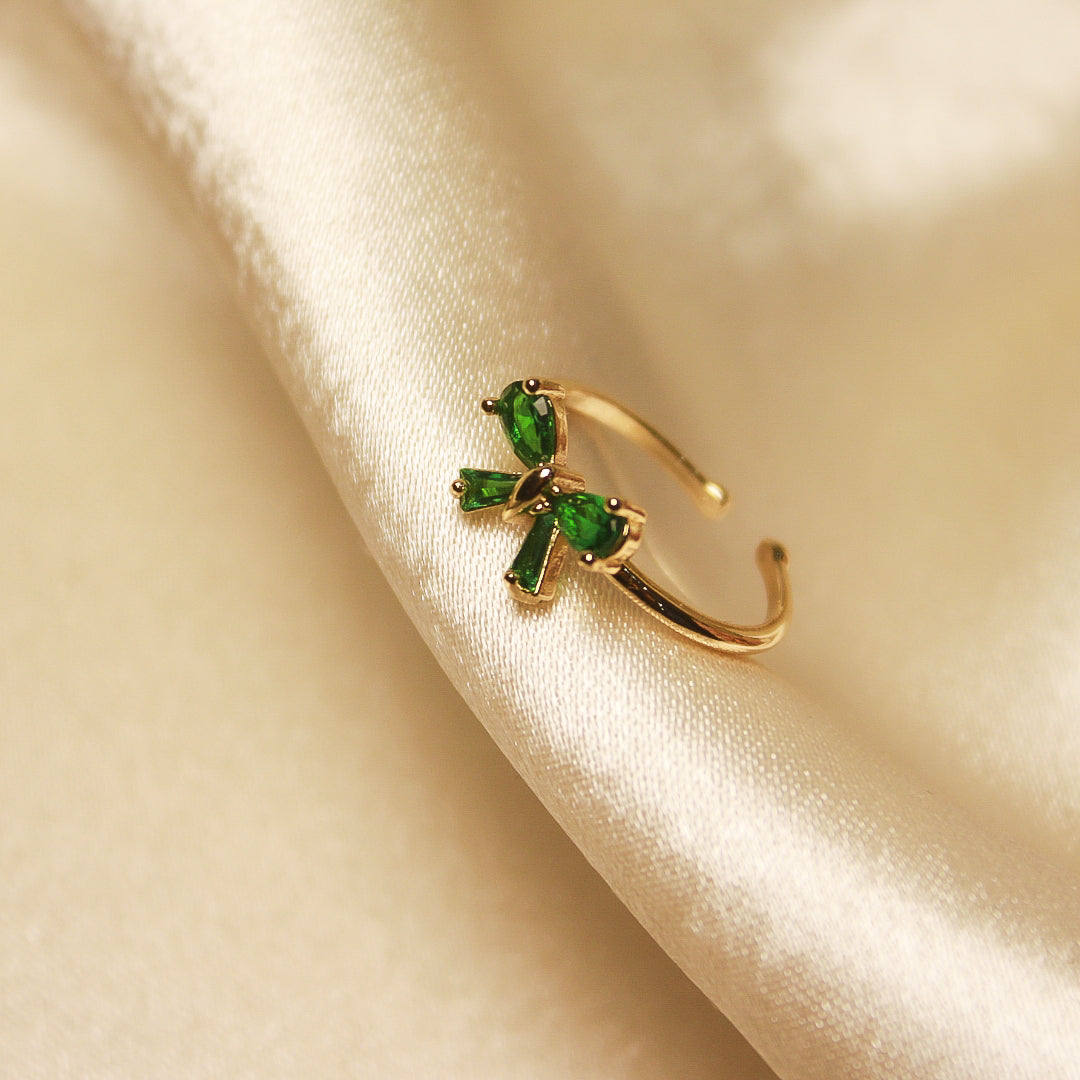 Green Bow Adjustable Ring