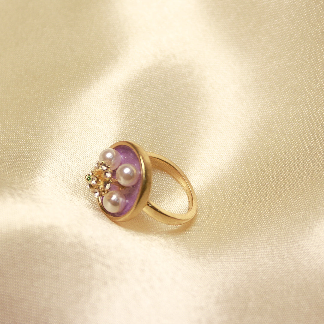 Lavender Pearl Beach Adjustable Ring