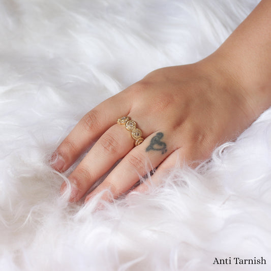 Studded Round Adjustable Ring