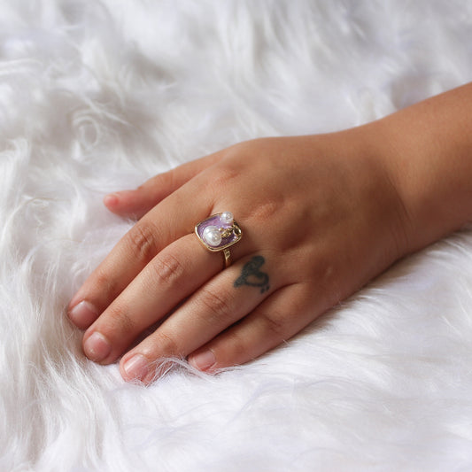 Square Lavender Adjustable Ring