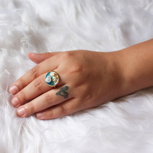 Blue Rose Adjustable Ring