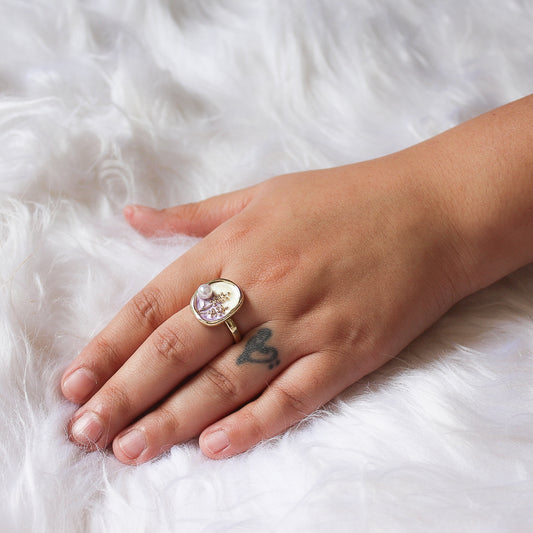 White with Lavender Pearl Ring