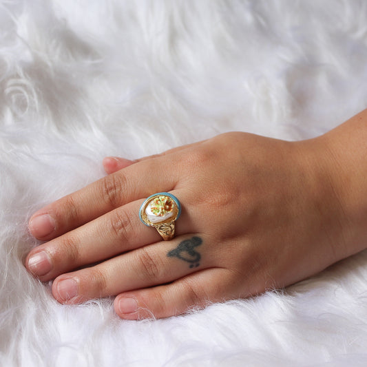 Blue Oval Adjustable Ring