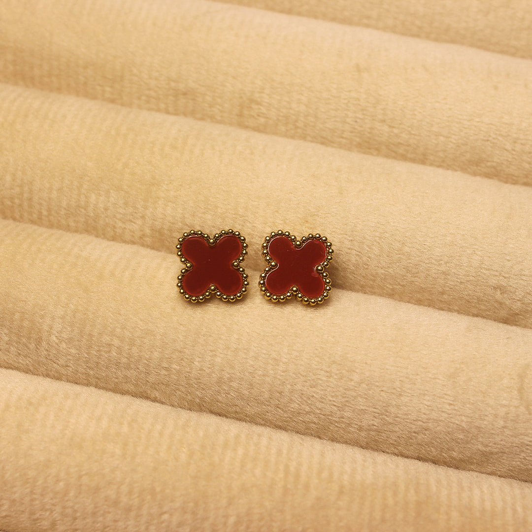 Cherry red clover earrings
