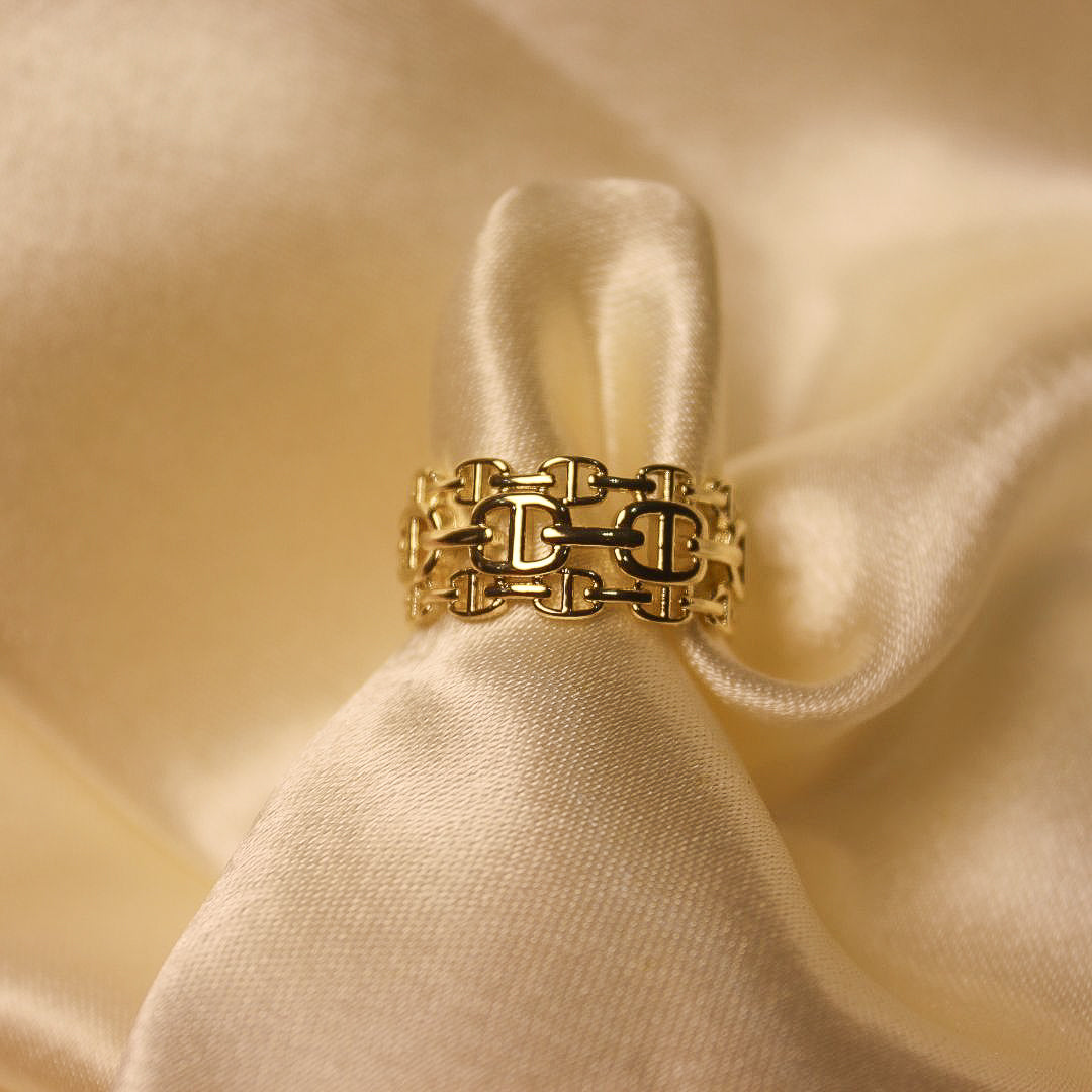 D Gold Adjustable Ring