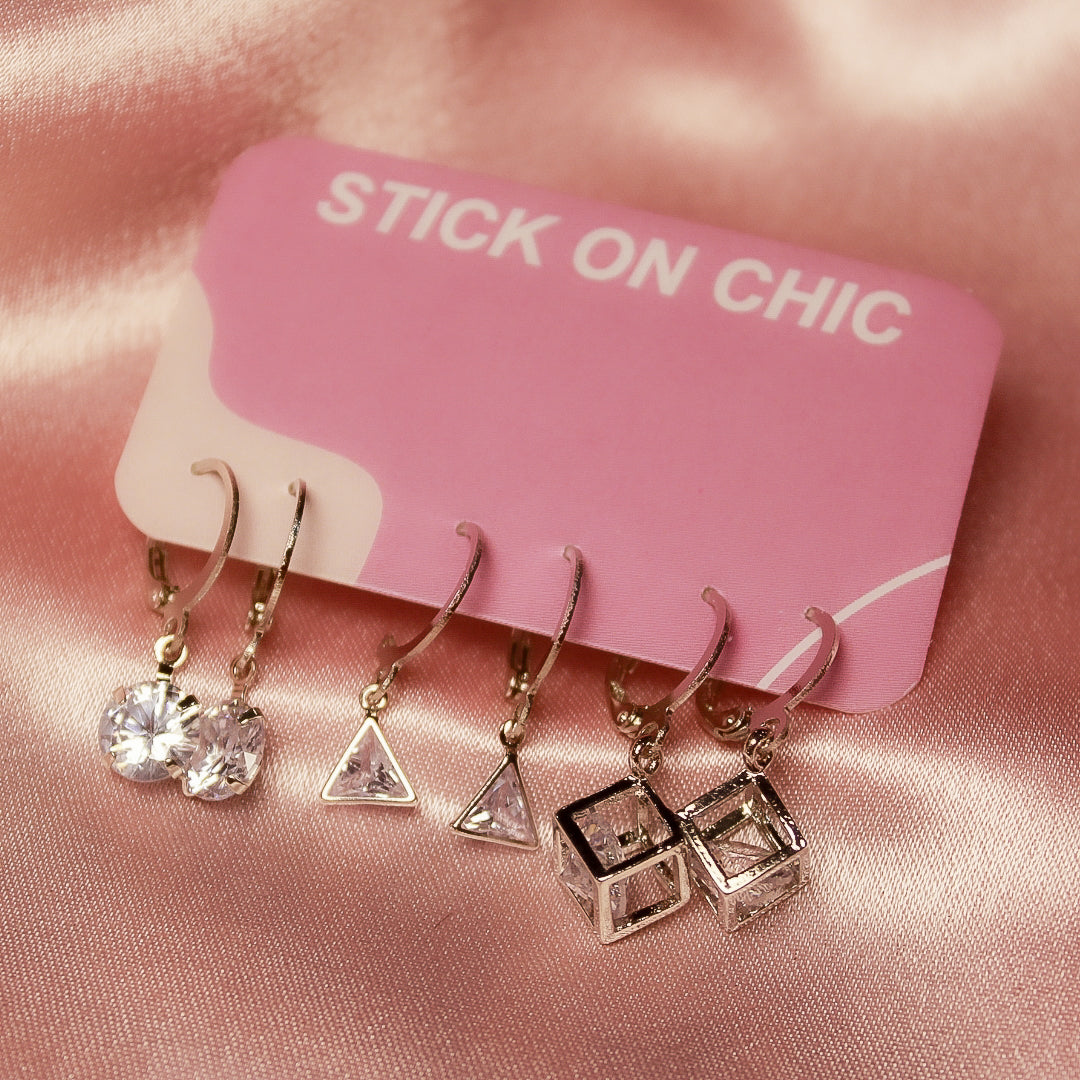 Silver Set of 3 Earrings