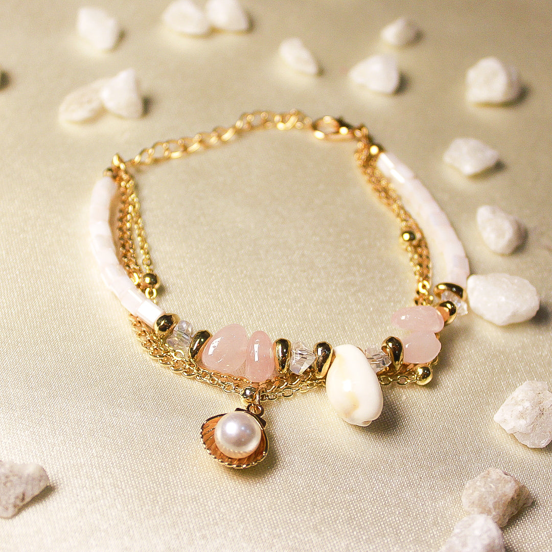 Pink with White Crystal Bracelet