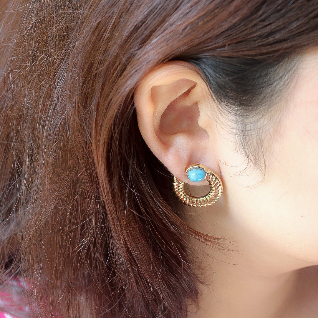 Blue Gold Classy Earrings