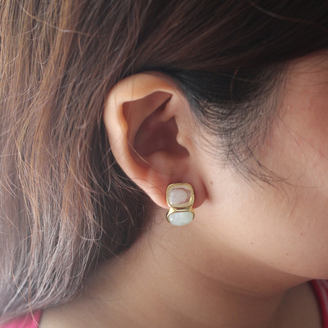 Marble golden earrings