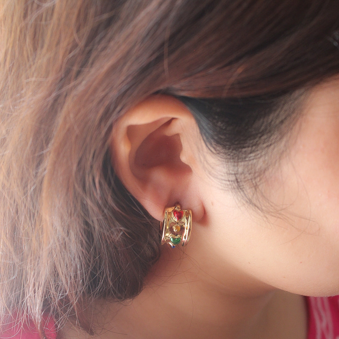 Round Heart Colourful Earrings