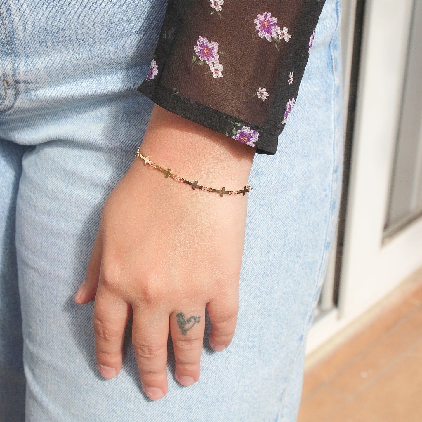 Gold cross bracelet