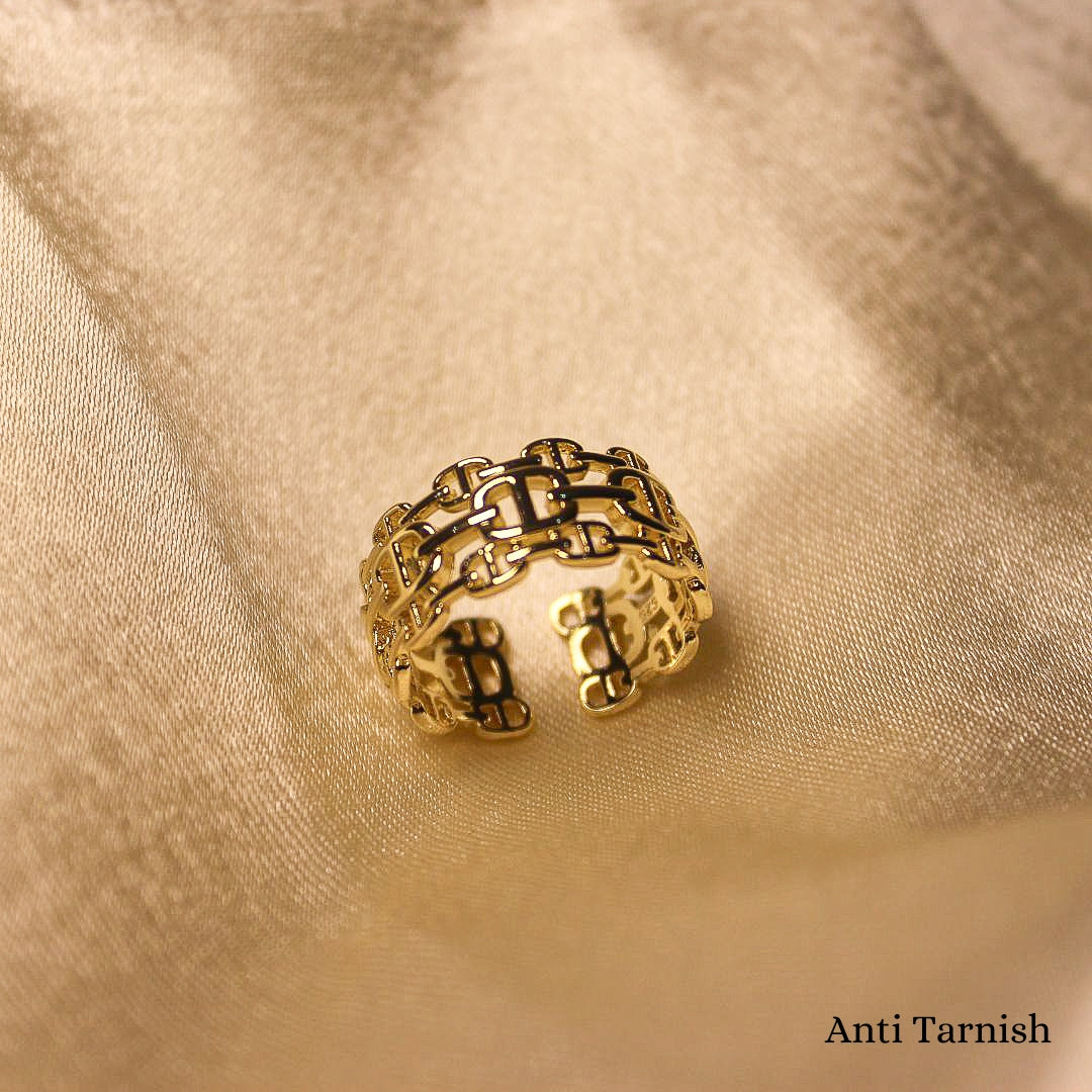 D Gold Adjustable Ring