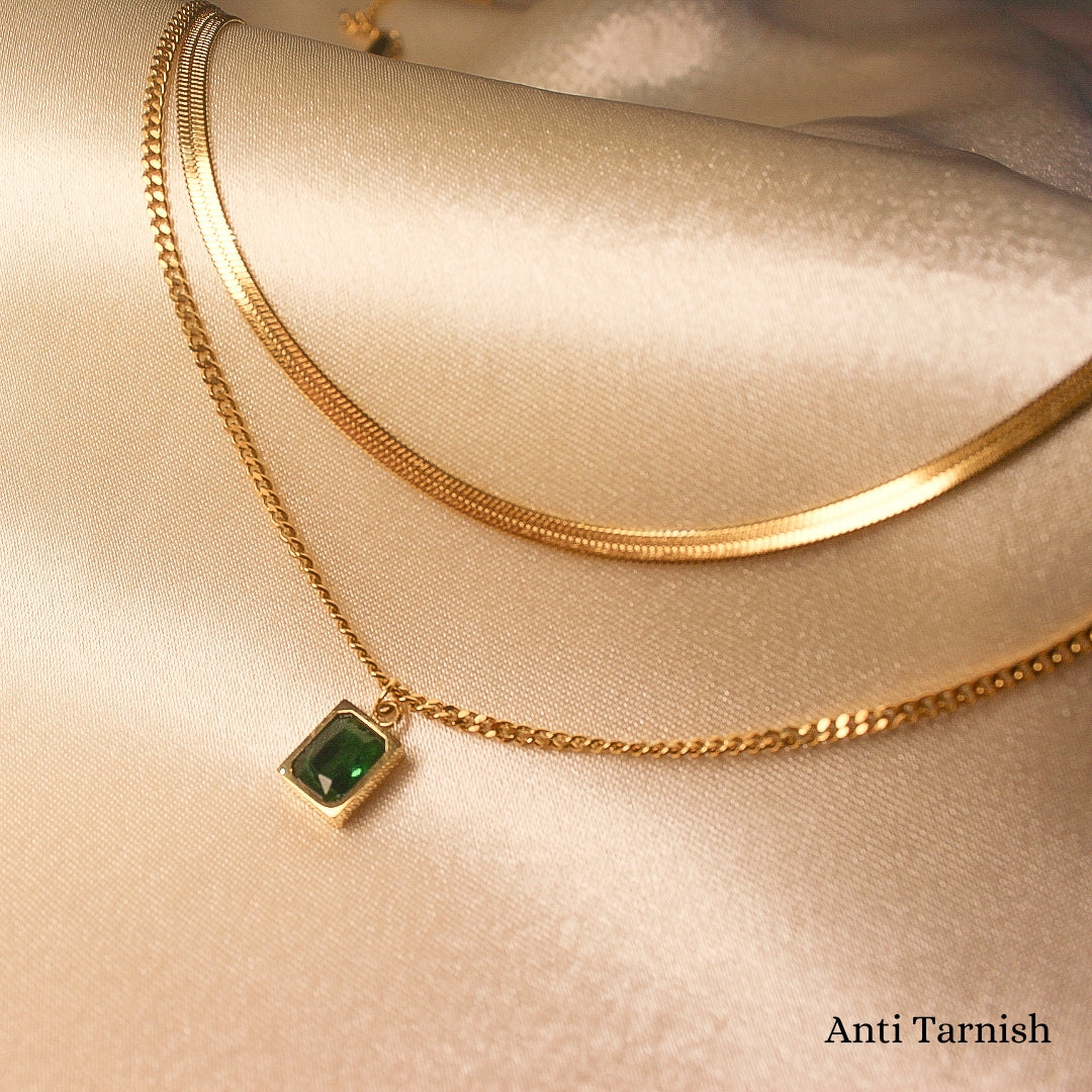 Green emerald double layer chain