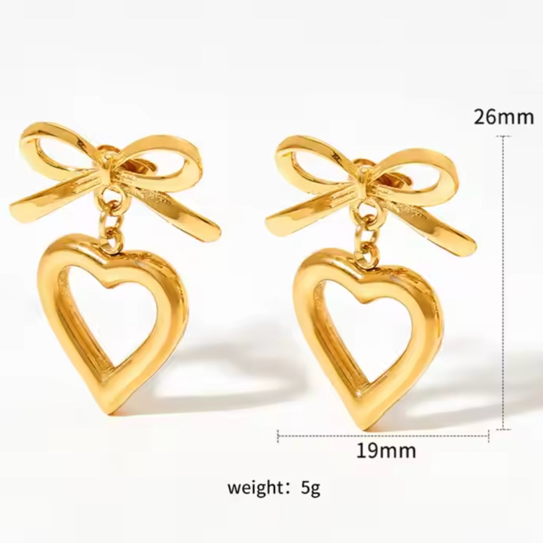 Heart with Bow Earrings