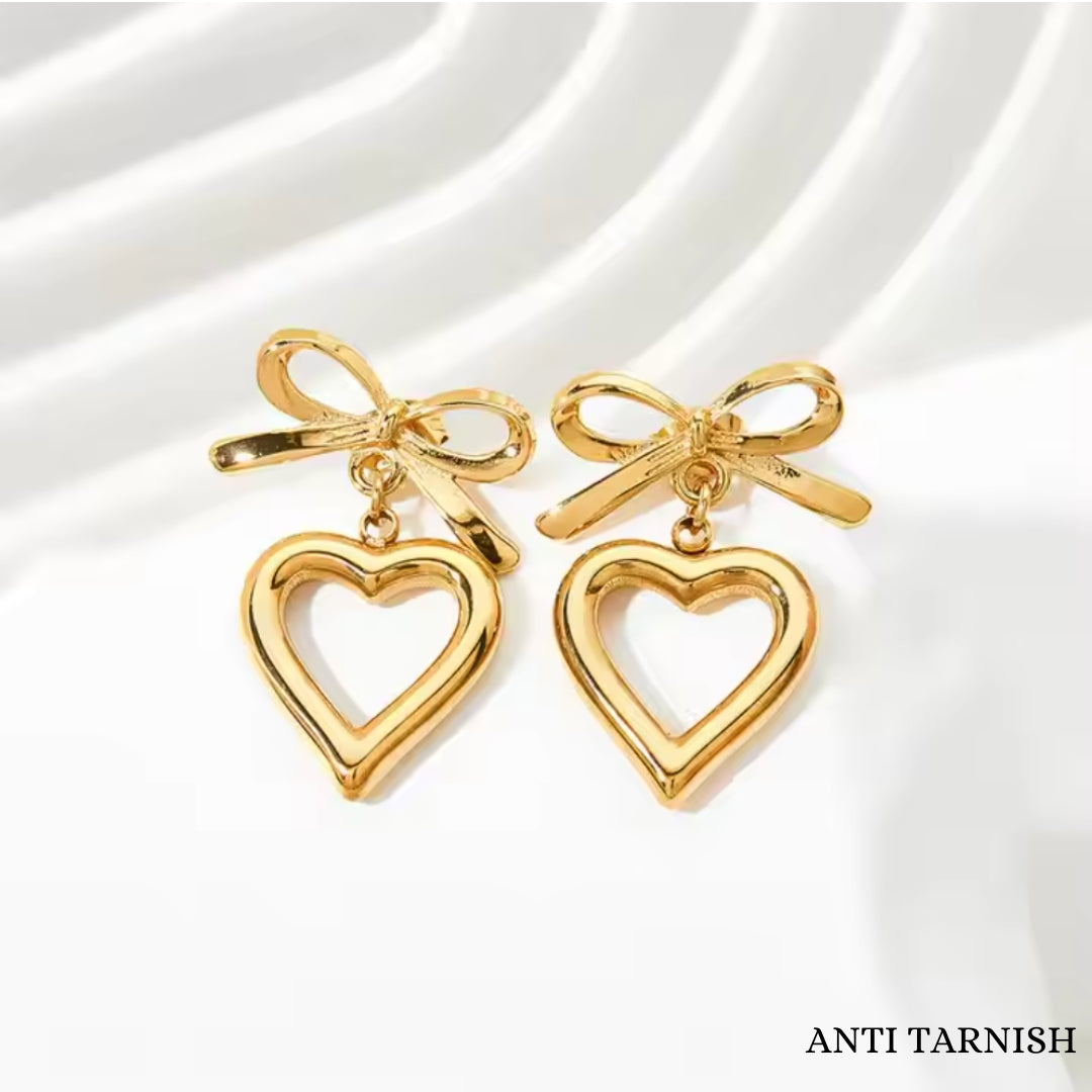 Heart with Bow Earrings
