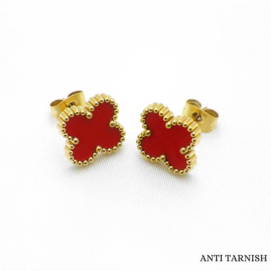 Cherry red clover earrings