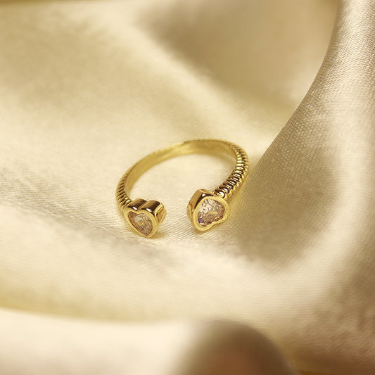 2 Heart Adjustable Ring (Golden)