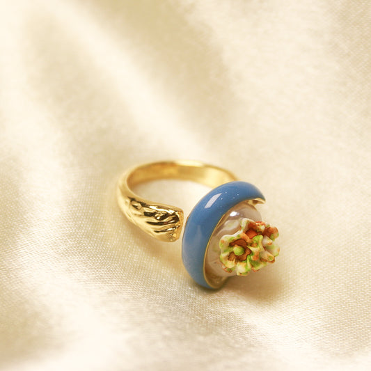 Blue Oval Adjustable Ring