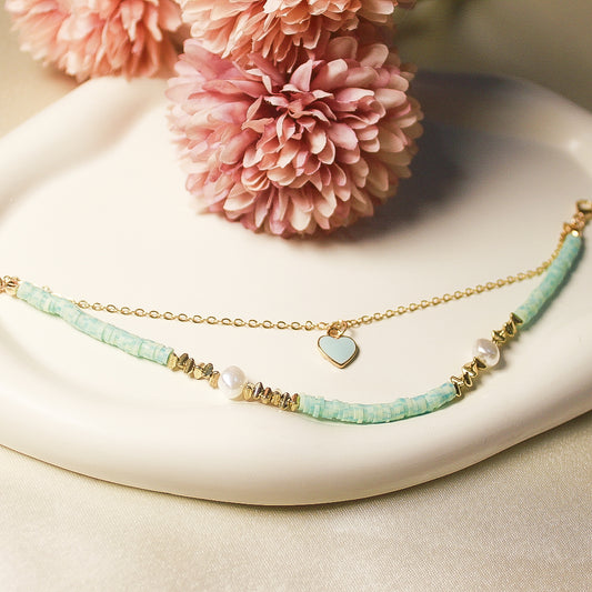 Blue Heart Charm Anklet