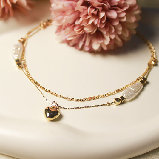 Heart Charm Golden Anklet