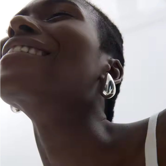 Long Silver Drop Earrings