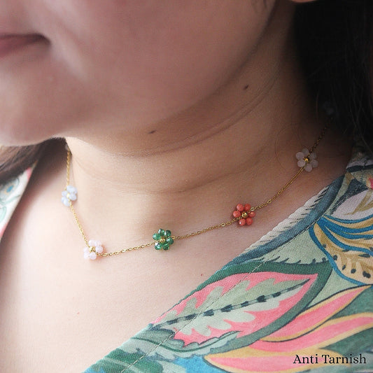 Multi Colour Flower Necklace