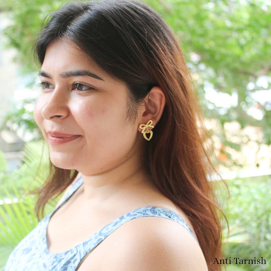 Heart with Bow Earrings
