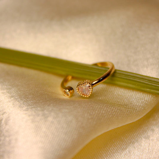 Heart with Diamond Adjustable Ring