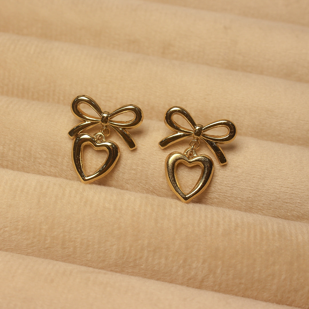 Heart with Bow Earrings