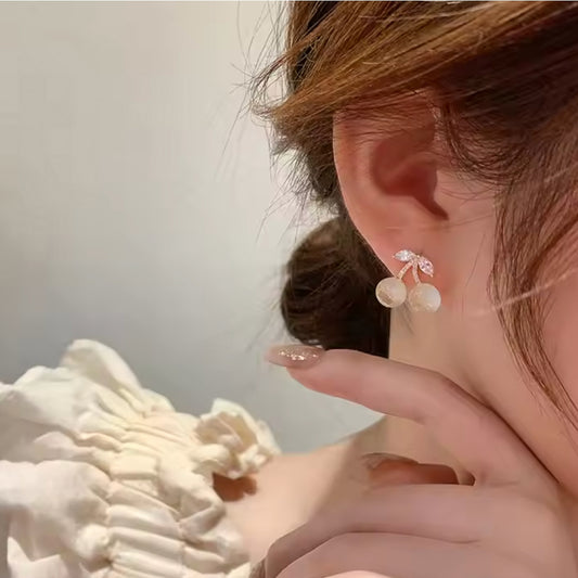 Golden cherry earrings
