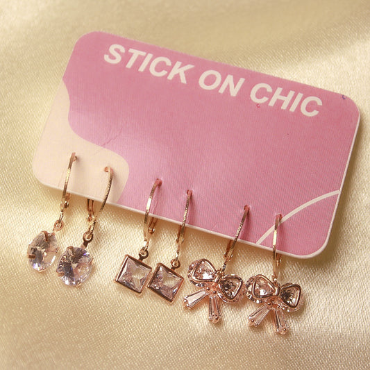 3 Earring Combo (Rose gold)