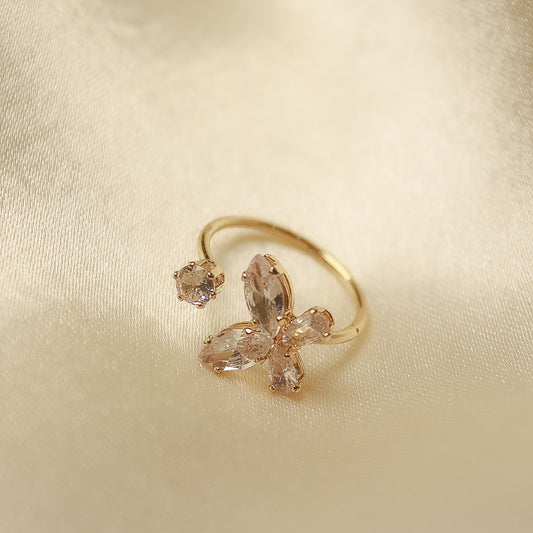 Golden Butterfly Adjustable Ring