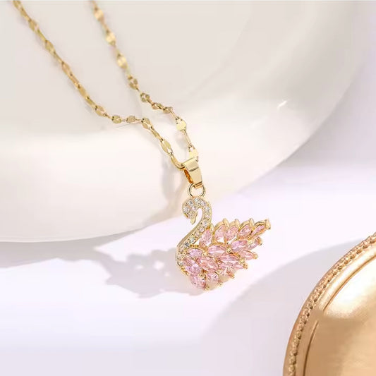 Pink Swan Necklace