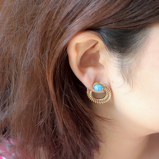 Blue Gold Classy Earrings