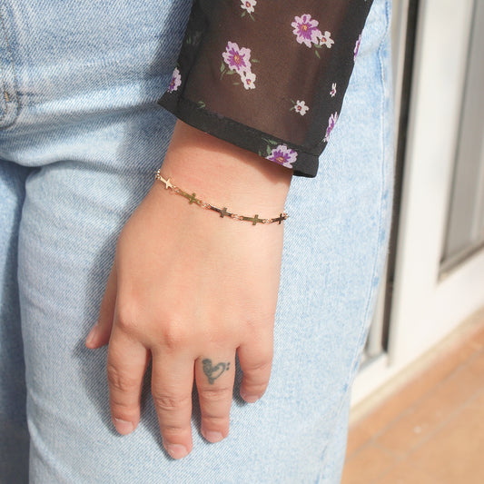 Gold cross bracelet