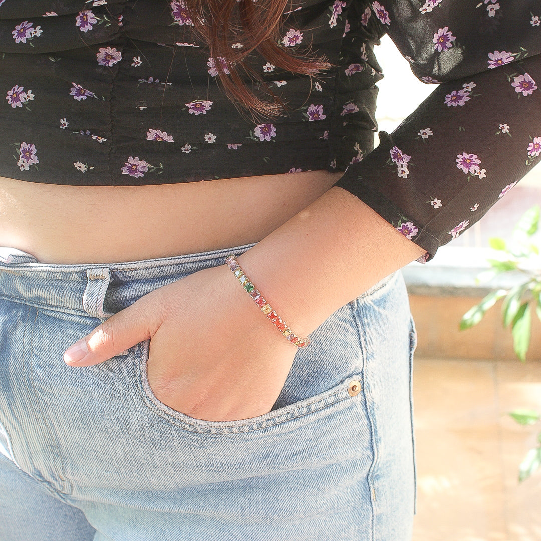 Colourful tennis bracelet