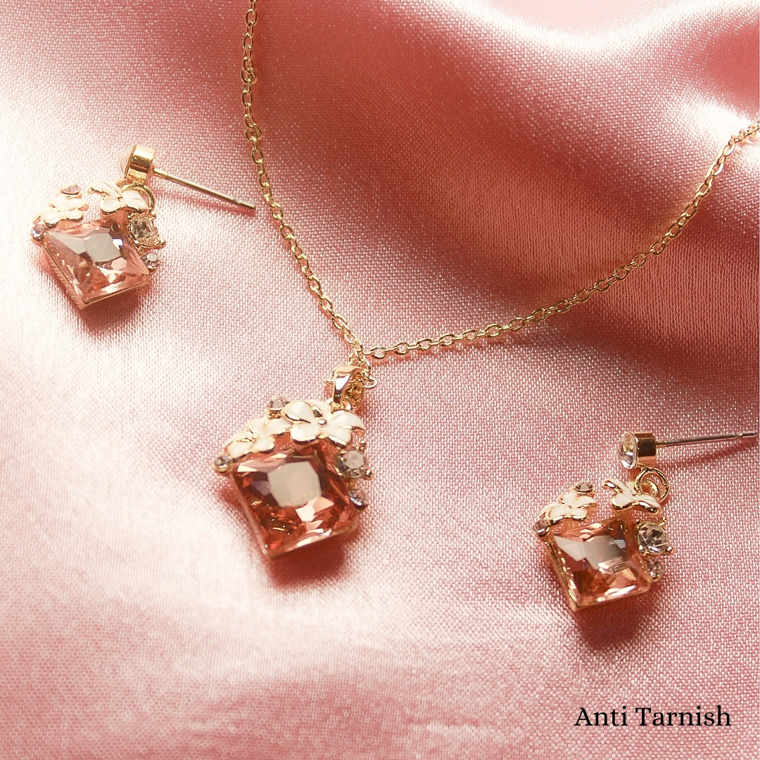 3 piece flower with crystal set