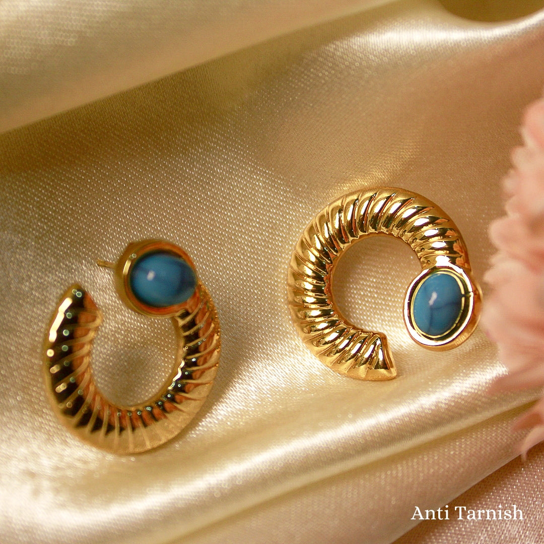 Blue Gold Classy Earrings